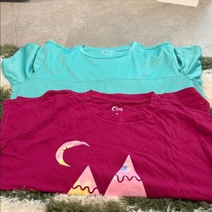 Woman’s Teal and Magenta Zyia T-Shirts